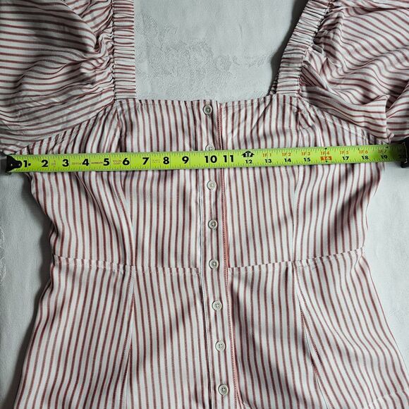 Cabi Striped Top w Puffy SleevesElastic Back Red, White & Black All Rayon sz M - Picture 4 of 7